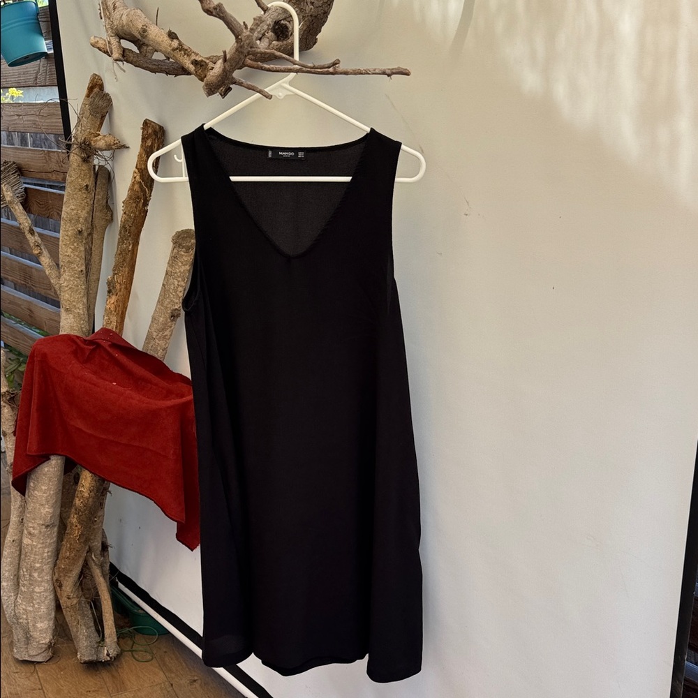 Mango Elegant Black V-Neck Mini Dress